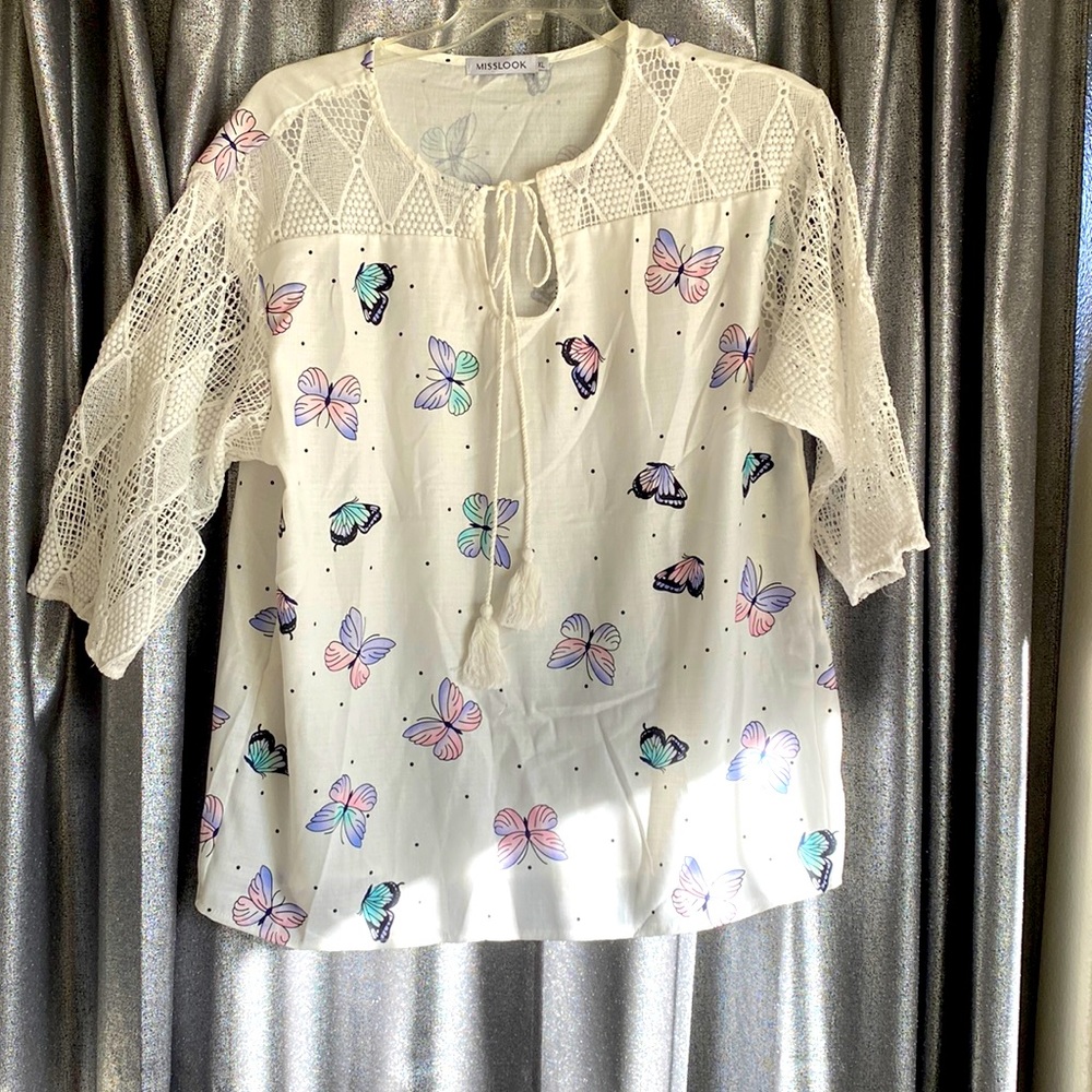 Misslook butterfly 3/4 sleeve top
